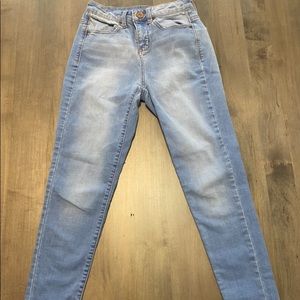 washed out high rise blue jeggings